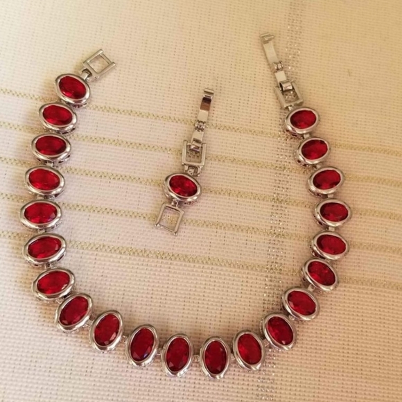 New 925 Silver Oval Cut Ruby Bezel Setting Bracelet for Women - Picture 3 of 8